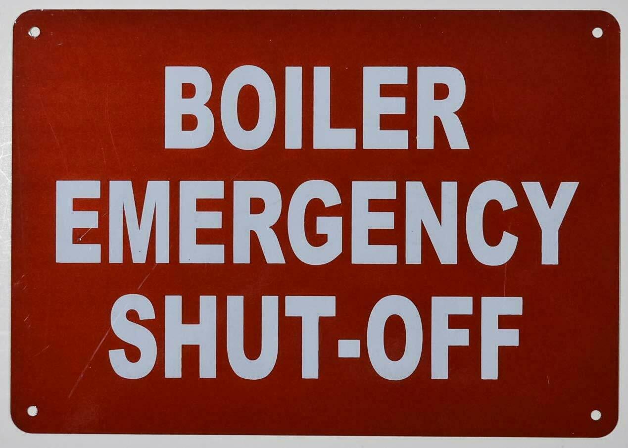 Boiler Emergency Shut Off Sign(Reflective,Aluminium, RED ,7X10 inch)–REF24-1027