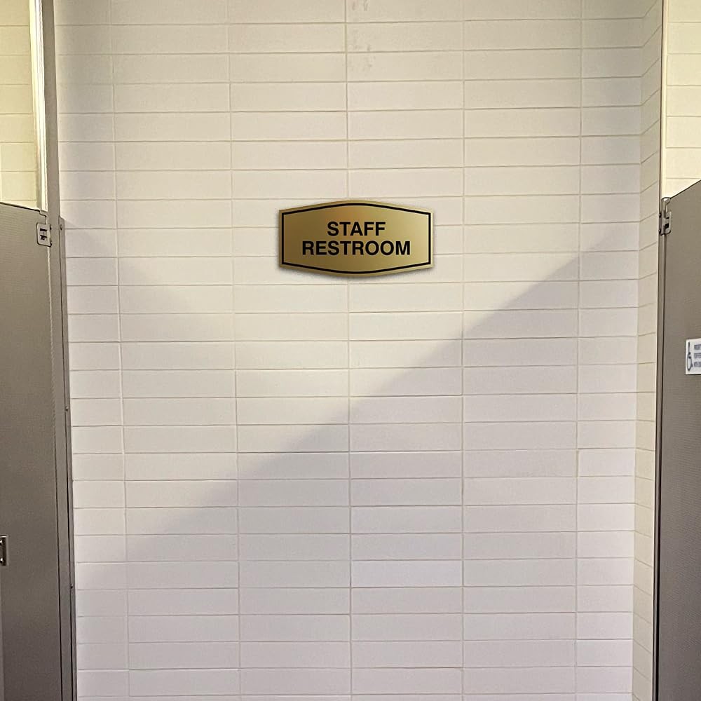 Medium Fancy Staff Restroom Sign Black Door Wall Plaque Workplace 1 PCS