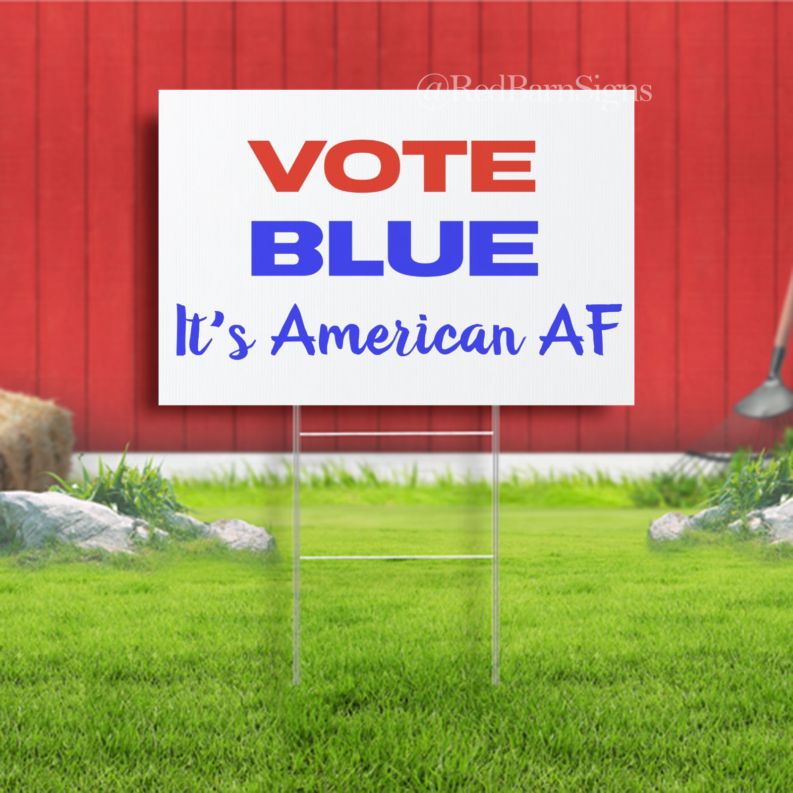 Vote Blue Democratic Political Red Blue Funny Sign