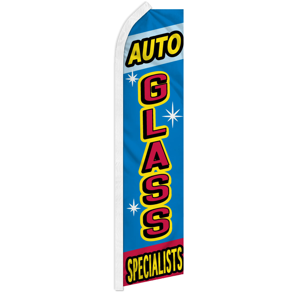Auto Glass Specialists Swooper Feather Flutter Advertising Flag Auto Body