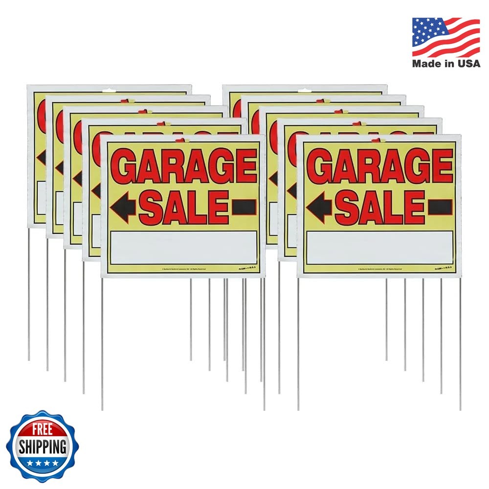 Sunburst Systems 3905 Garage Sale Sign, Assembled with metal U-Stake, Double Sid