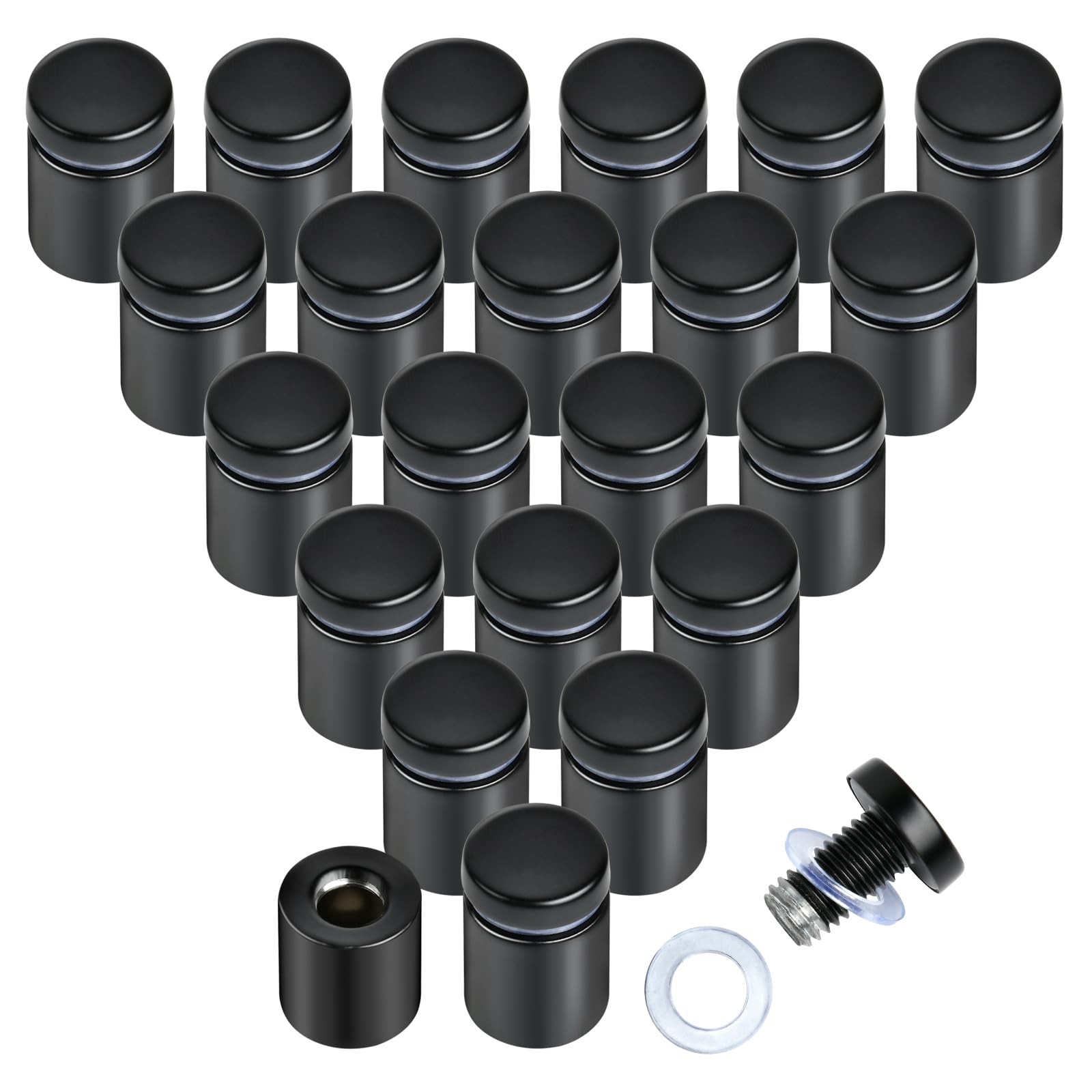 Aemygo 24 Pcs Sign Standoff Screws, 3/4 x 1 Inch Black Wall Mount Glass