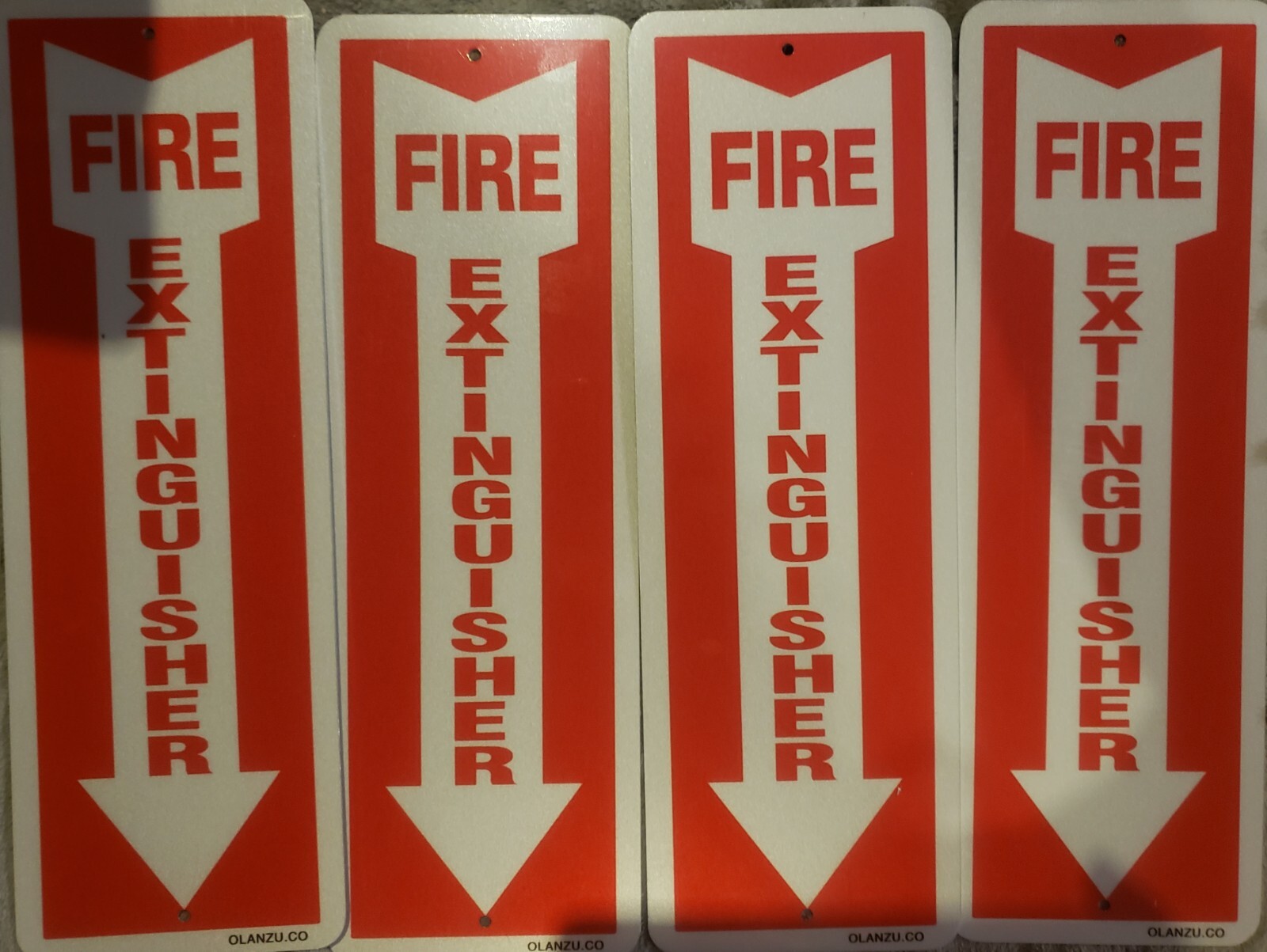 4 Pack Aluminum Fire Extinguisher Signs for Office, Retail, Restaurants