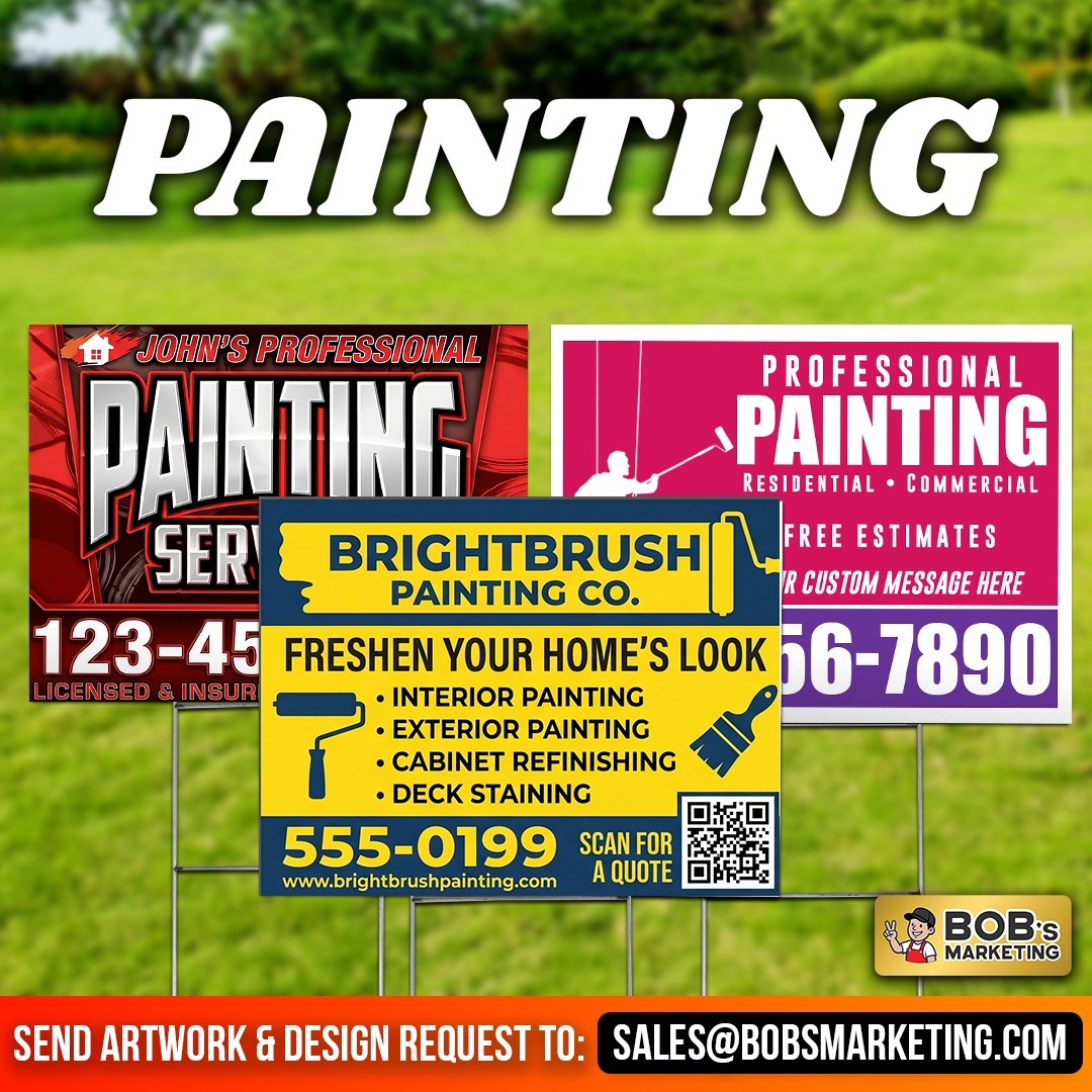 10 Pack Custom Yard Signs 24×18 Full Color Wholesale Printing + Metal H Stakes