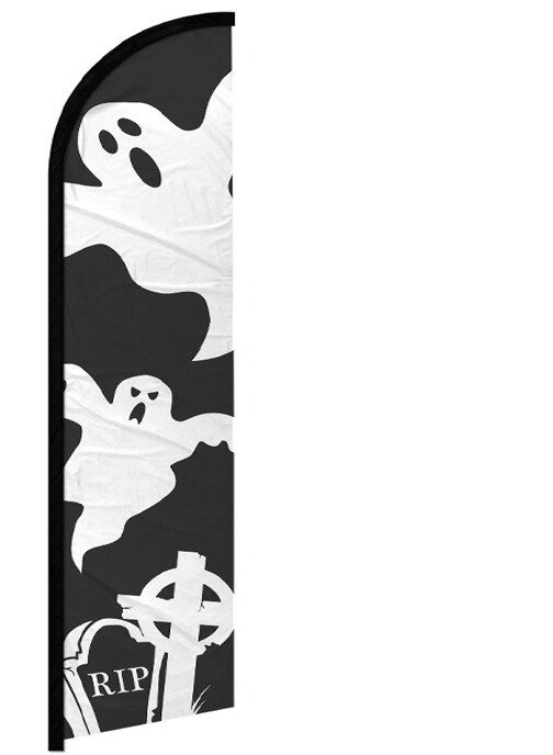 HALLOWEEN GHOST – Windless Swooper Feather Flag 2.5×11.5 ft Tall Banner Sign kf
