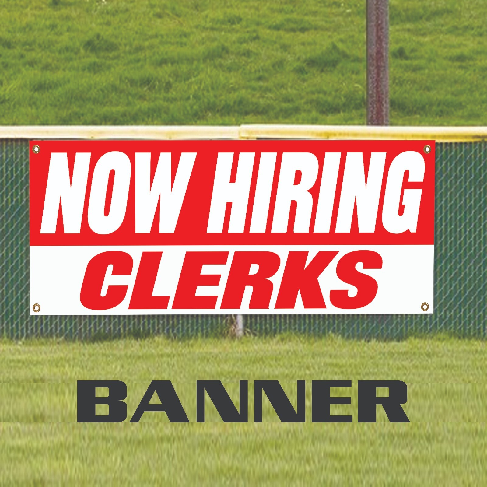 Now Hiring Clerks Work Employment Job Advertising Vinyl Banner Sign