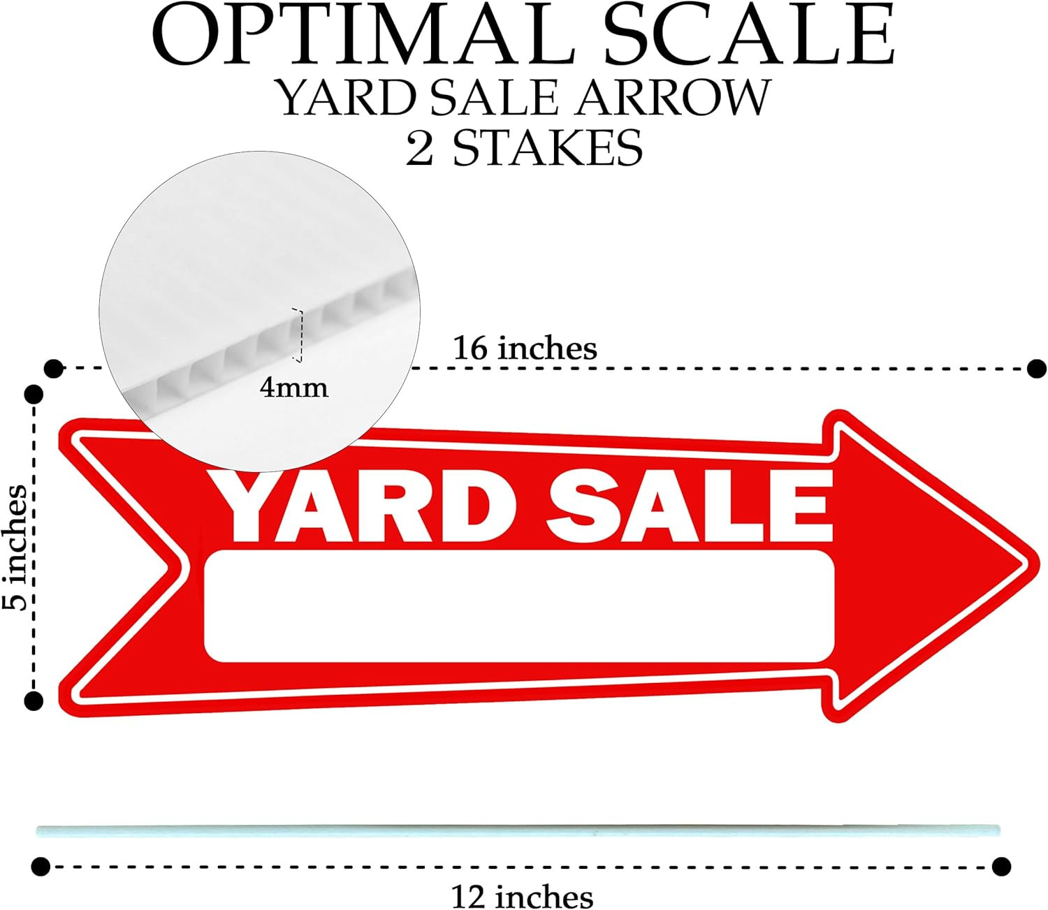 Yard Sale Arrows Yard Sign Double Sided with Stakes Large 16 Inch by 5 Inch Arro