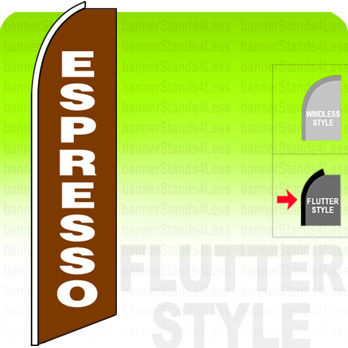 ESPRESSO – Swooper Flag Feather Banner Sign 11.5′ Tall FLUTTER Style b