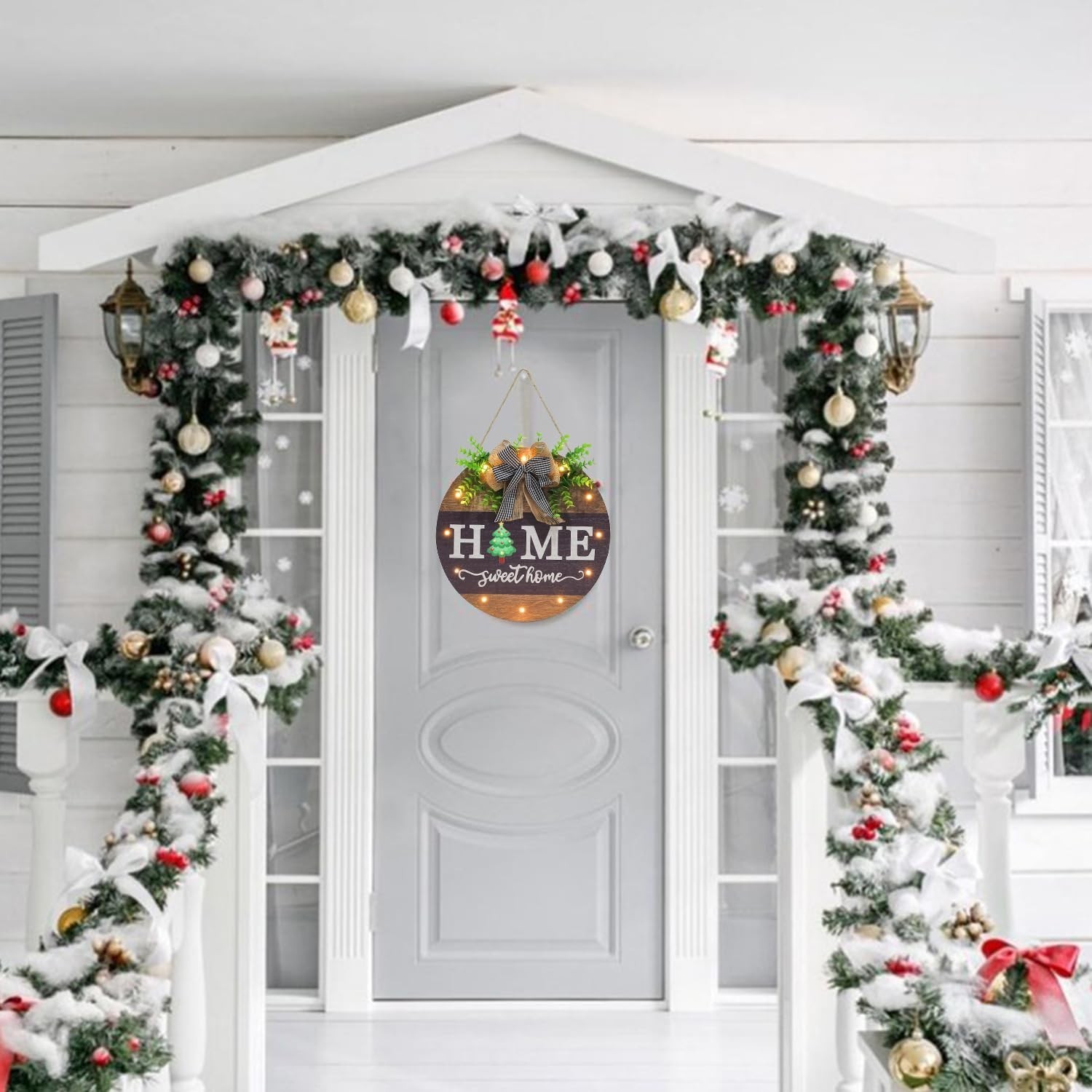Interchangeable Welcome Sign for Front Door with 14 Changeable Icons, Farmhou…