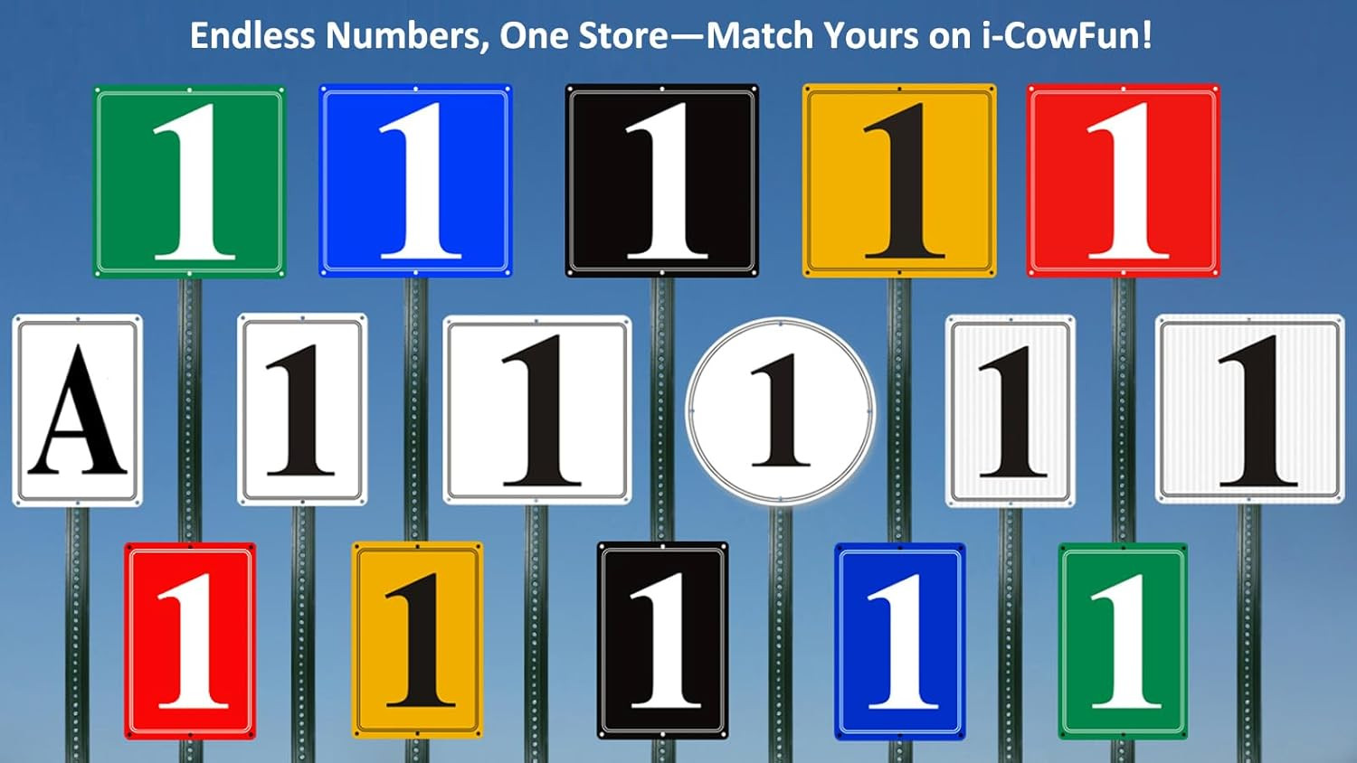 Premium Aluminum Number Signs 1, Metal 12″ X 8″ Numbered Signs Outdoor for Parki