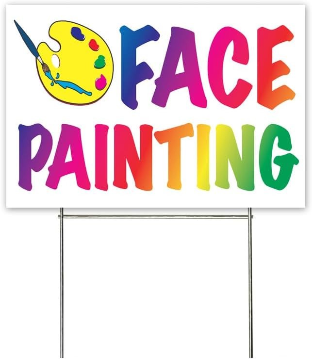 18×12 Inch FACE PAINTING Yard Sign with Stake – wb1s