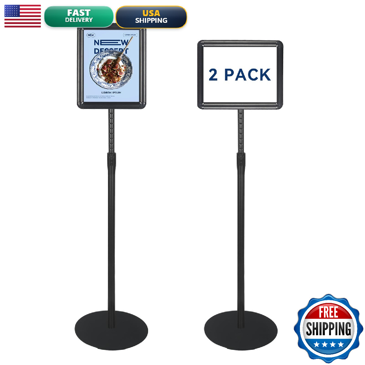 Huazi 2Pack Sign Stand Holder 8.511-Inch Adjustable Floor Standing Poster Stand