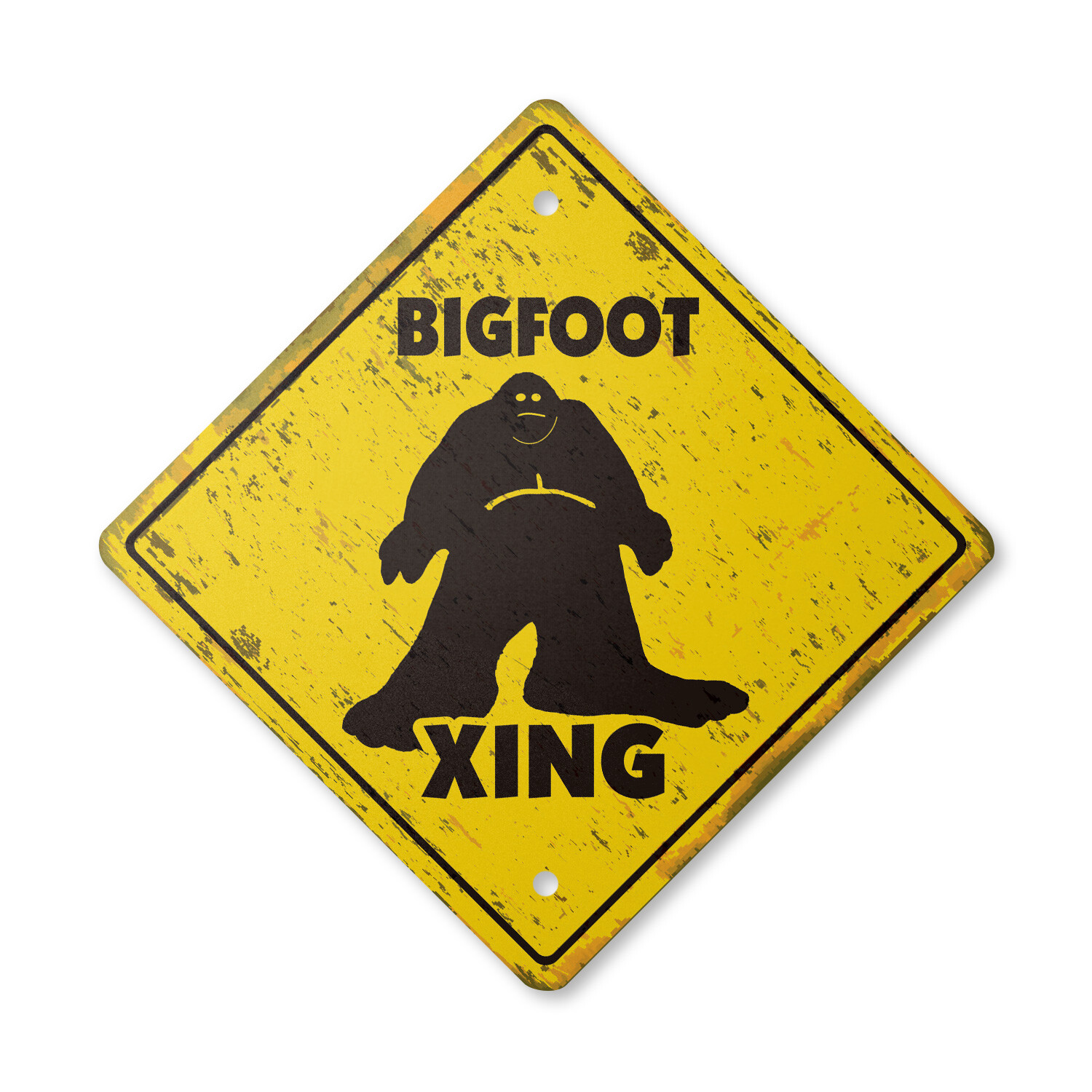 Bigfoot Vintage Crossing Sign Xing Plastic Rustic sasquatch big foot print monst