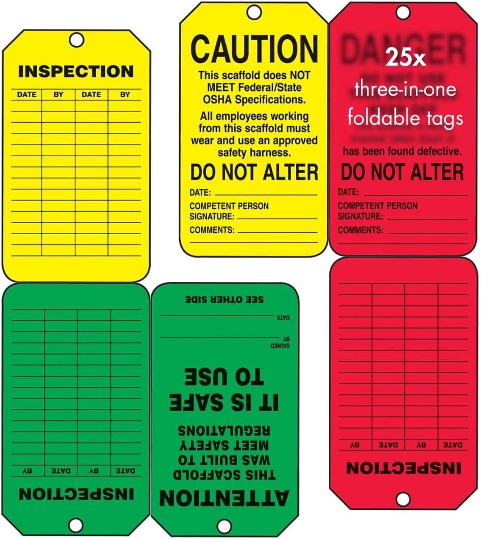 Danger/Caution/Attention | Pack of 25 PF-Cardstock Scaffold Status Tag, Legen…