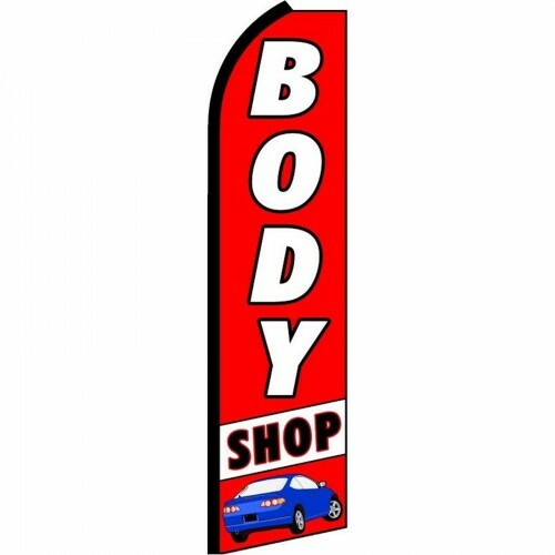 Body Shop Red Flutter Swooper Flag Advertising Sign 3’ Wide Banner Only