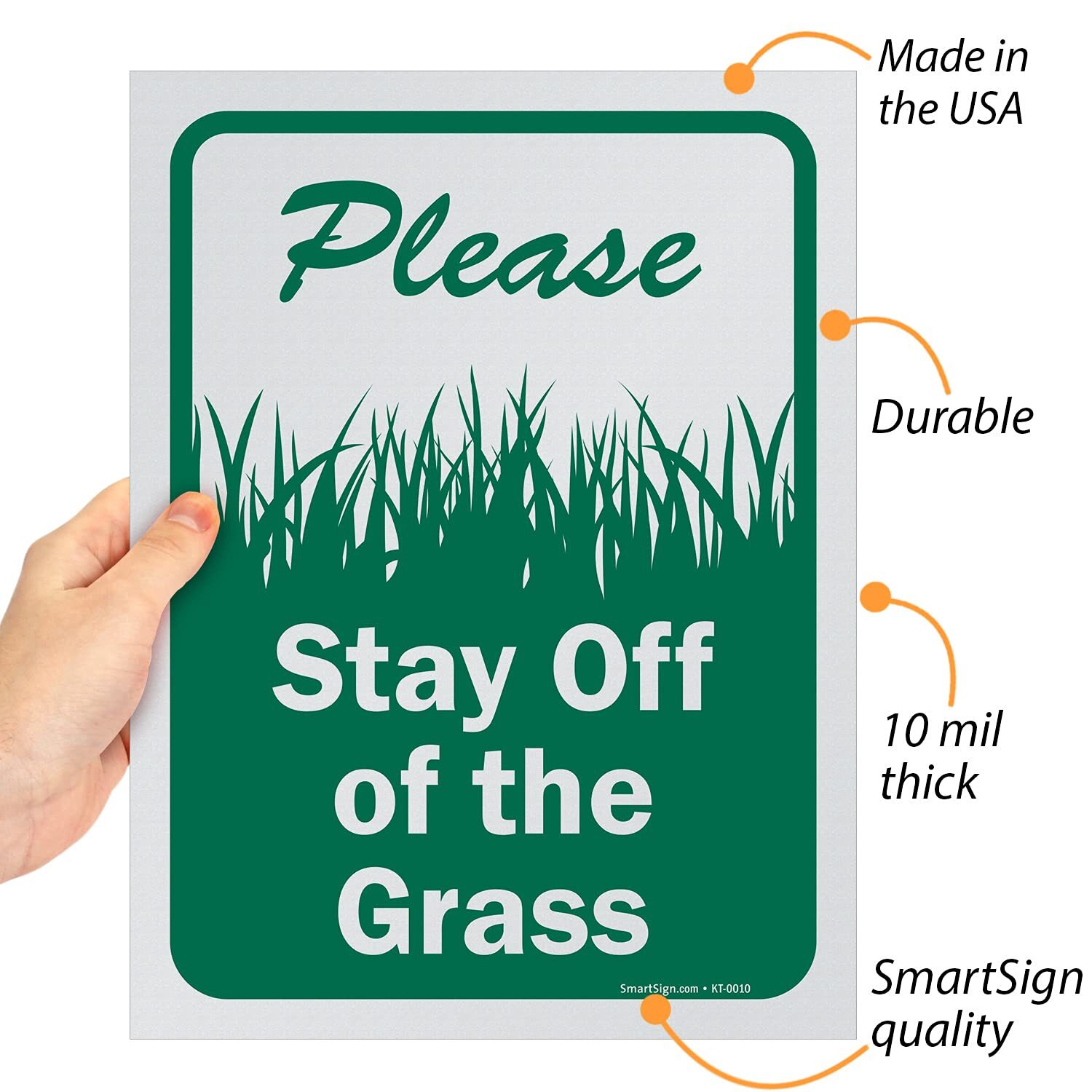 5 Pack 12×9″ Please Stay Off The Grass Sign Green White 10 mil Polystyrene