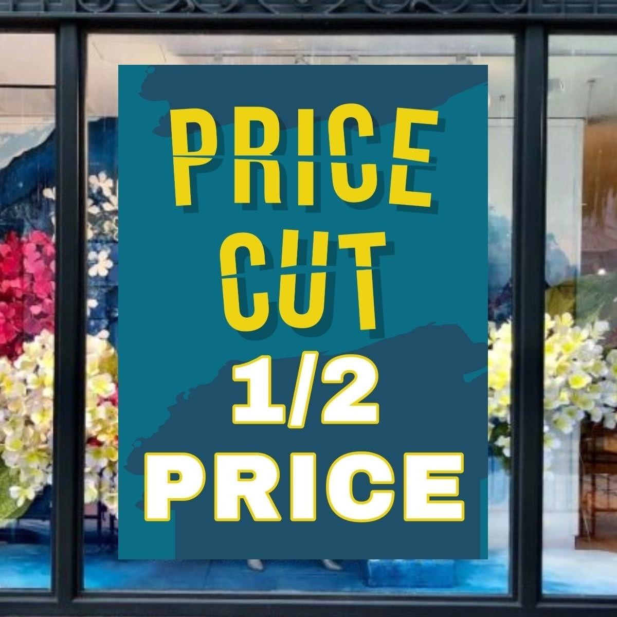 Price Cut 1/2 Price | Full Color Vertical Vinyl Display Banner with Grommets