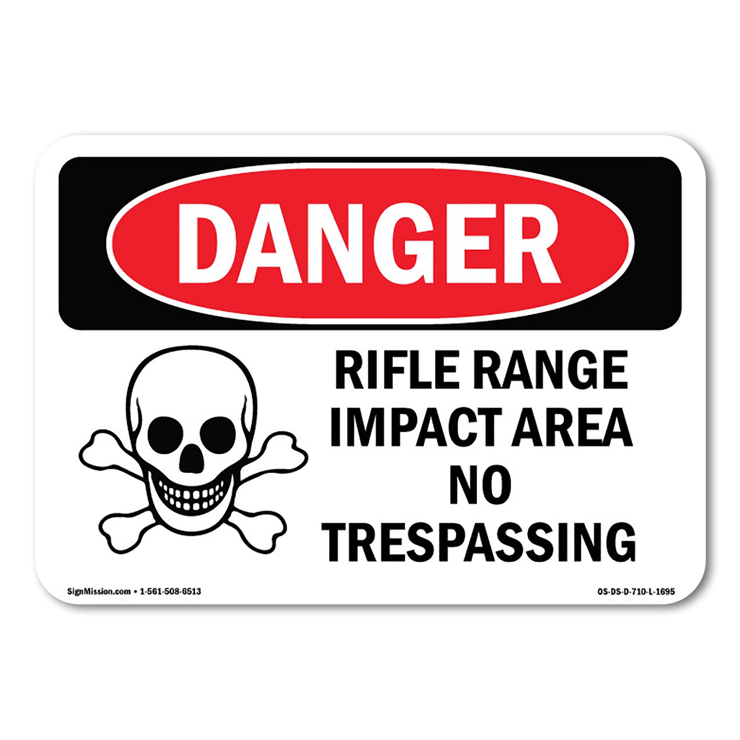 Rifle Range Impact Area No Trespassing ANSI Danger Sign Metal Plastic Decal