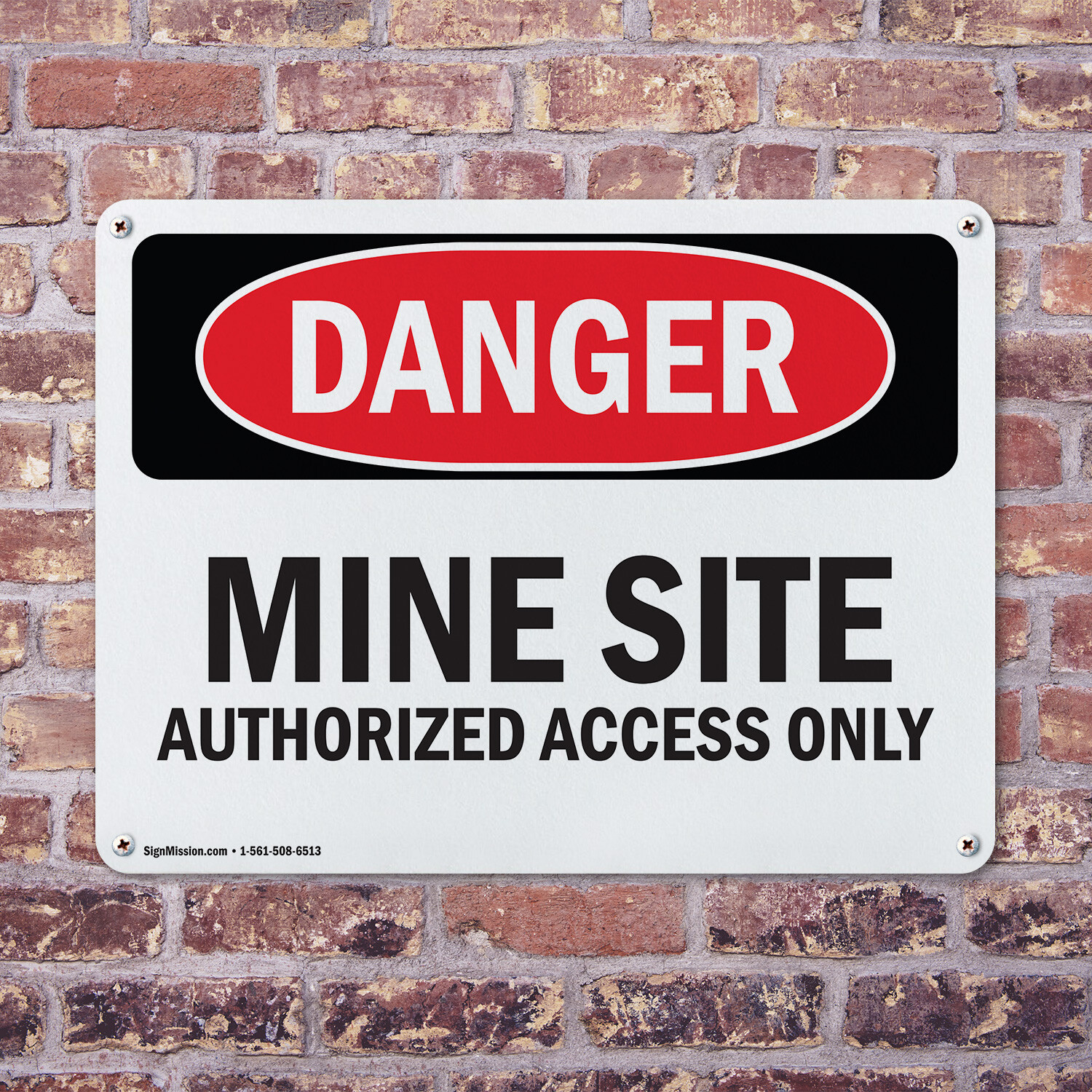 (2 Pack) Mine Site Authorized Access Only OSHA Danger Sign Decal Metal Plastic