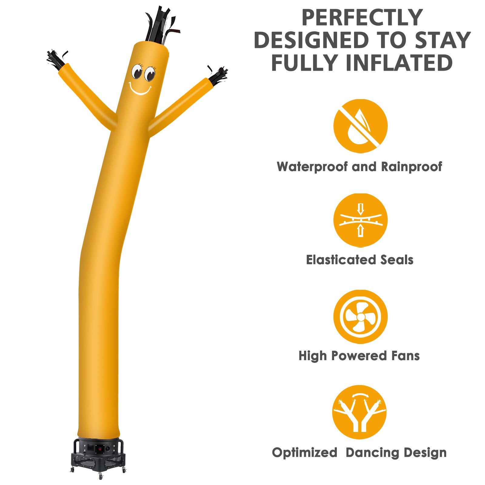 MOUNTO 20ft Yellow Inflatable Dancer Sky Puppet Dancer with 1hp 18inch Blower