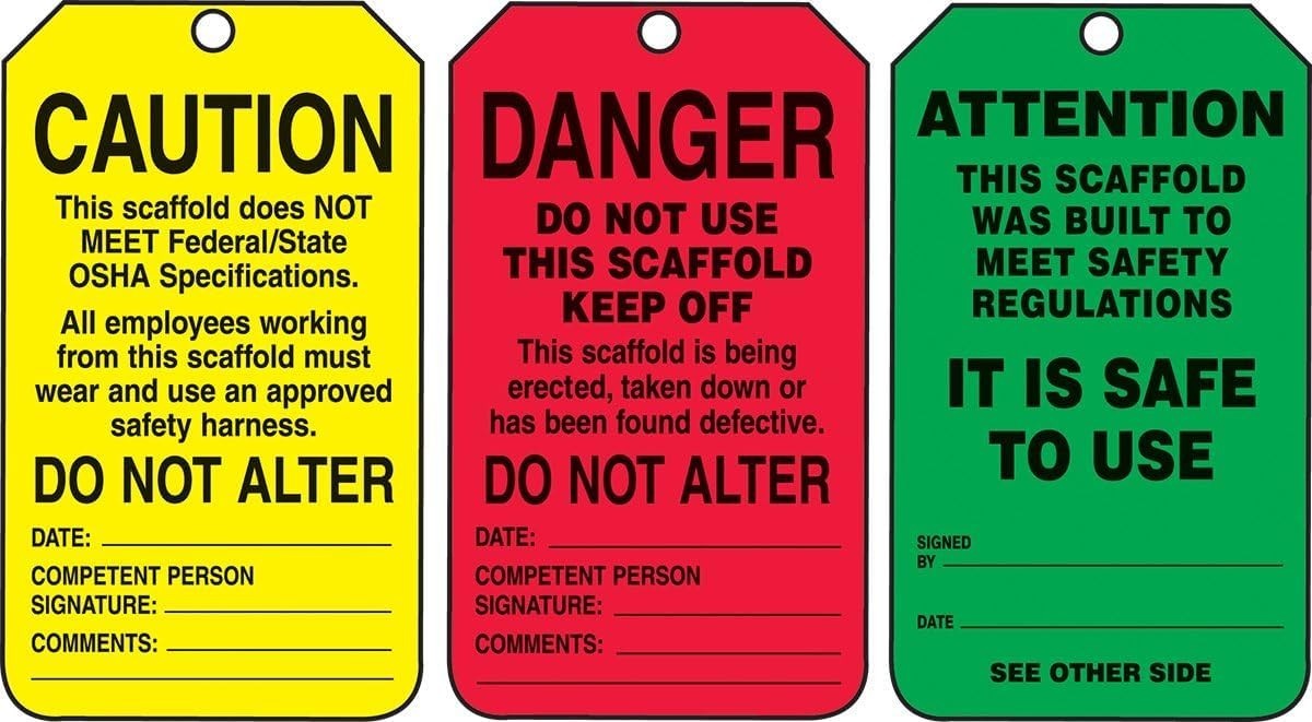 Danger/Caution/Attention | Pack of 25 PF-Cardstock Scaffold Status Tag, Legen…