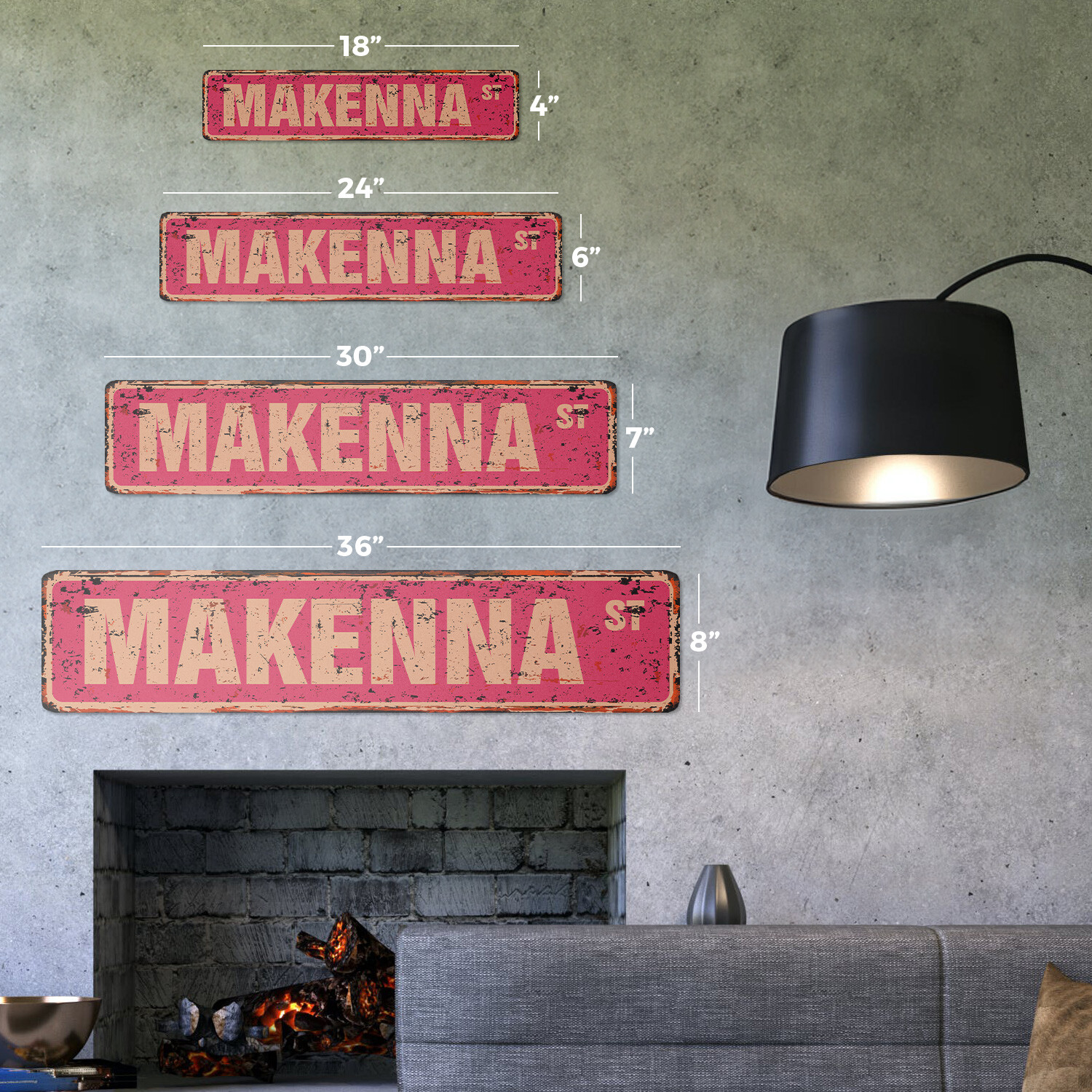 MAKENNA Vintage Street Sign Childrens Name Room Metal Sign