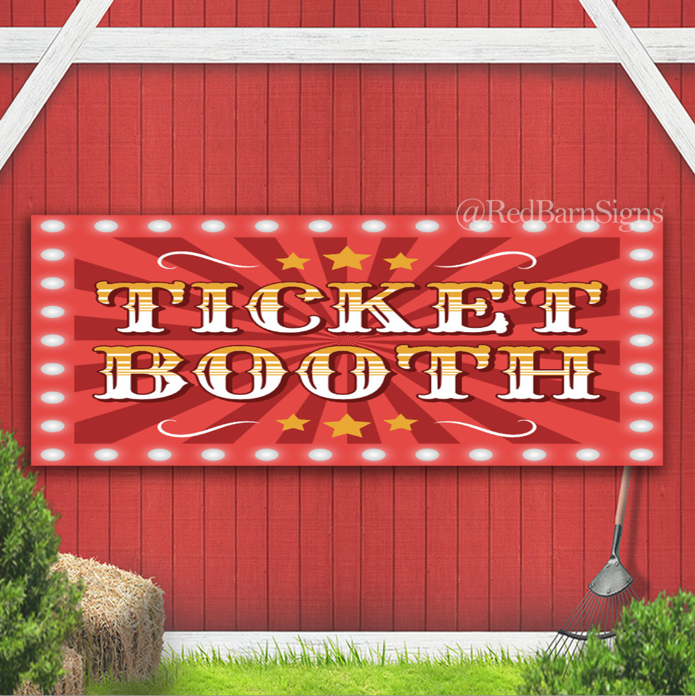 Carnival Ticket Booth Indoor Outdoor Banner Sign with grommets