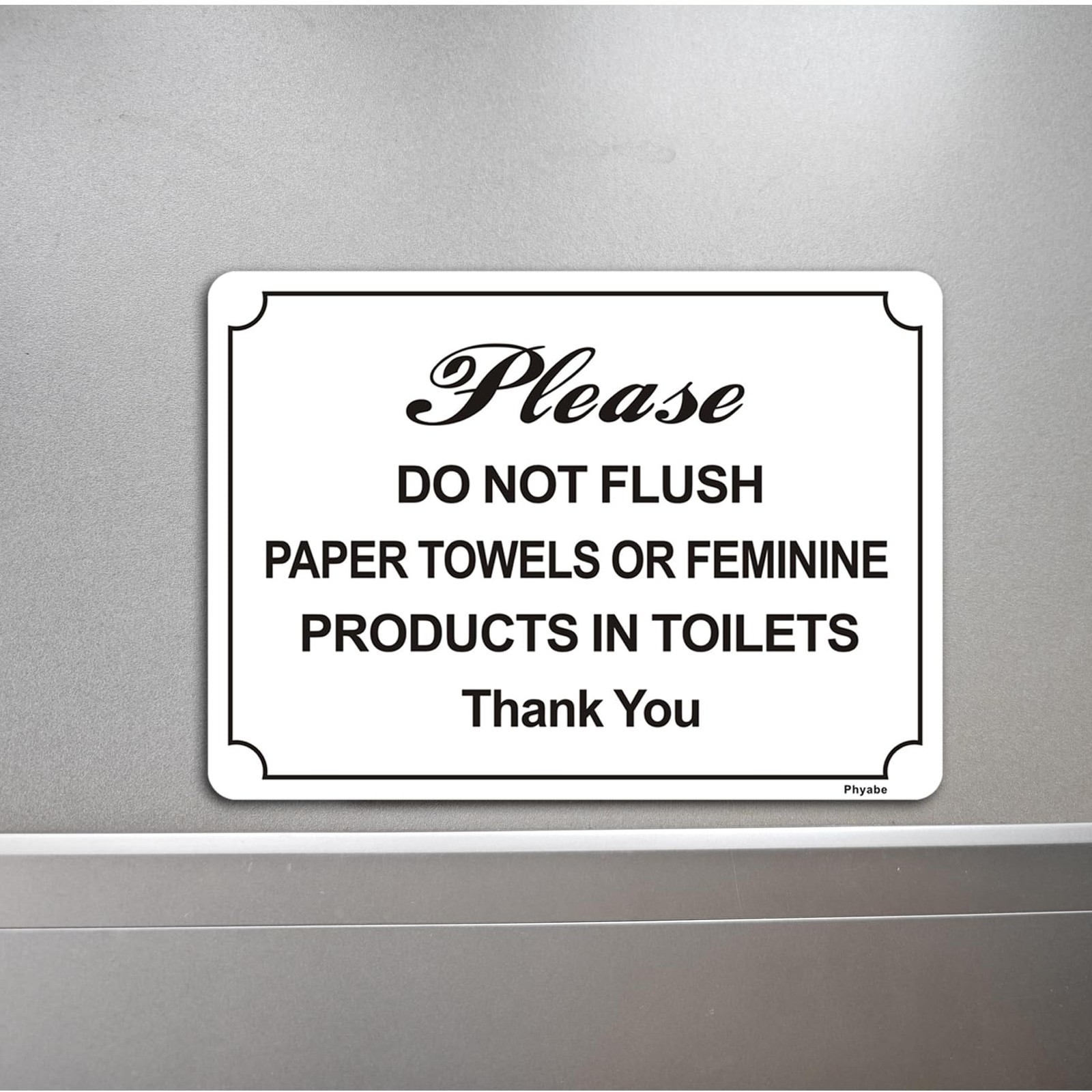 Do Not Flush Paper Towels Feminine Products Sign 10×7 Inch Acrylic White