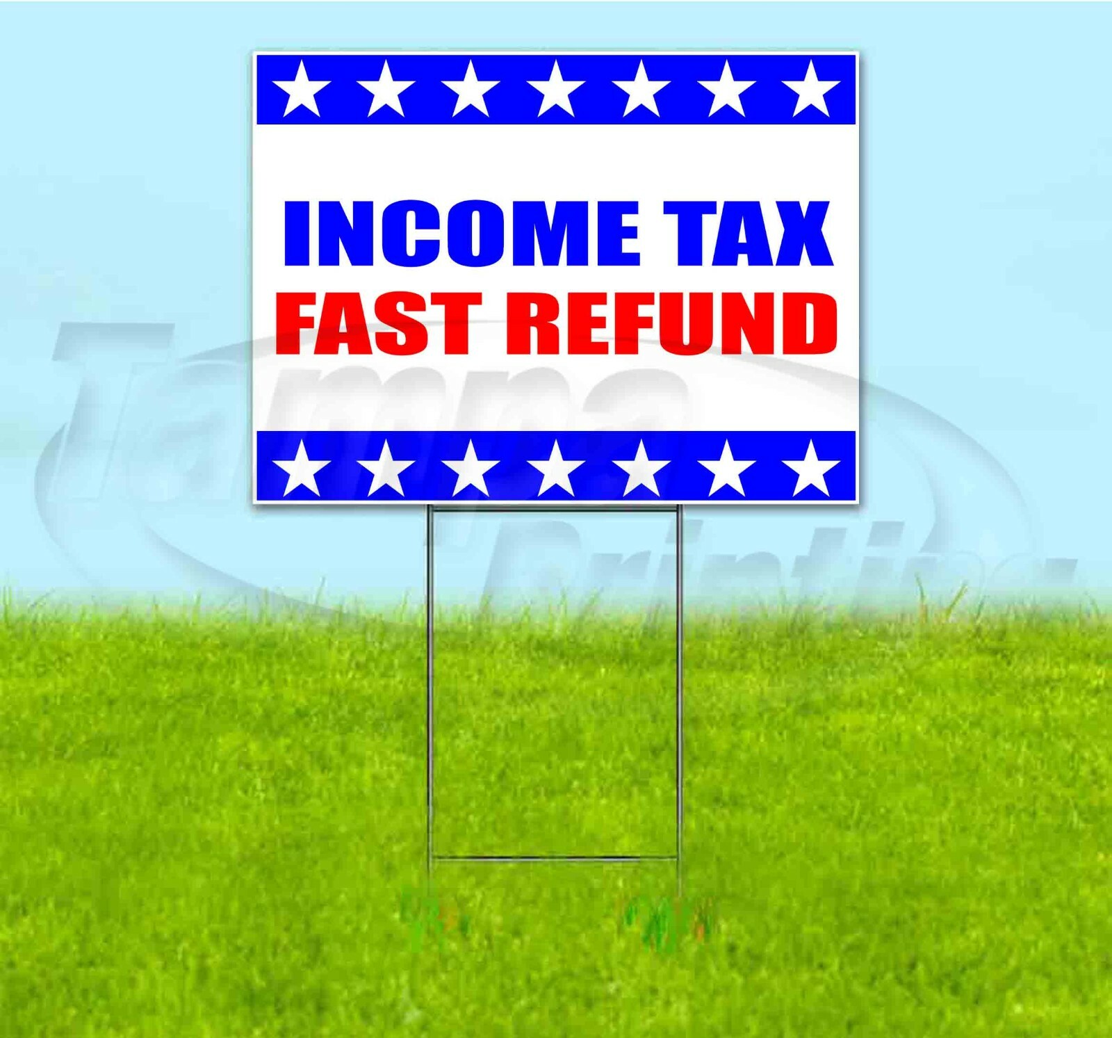INCOME TAX FAST REFUND 18×24 Yard Sign WITH STAKE Corrugated Bandit USA SERVICE
