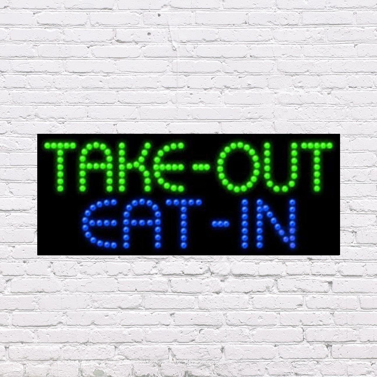 LED Take-Out Eat-In Sign | Light Up Sign | 11″H x 27″W x 2″D