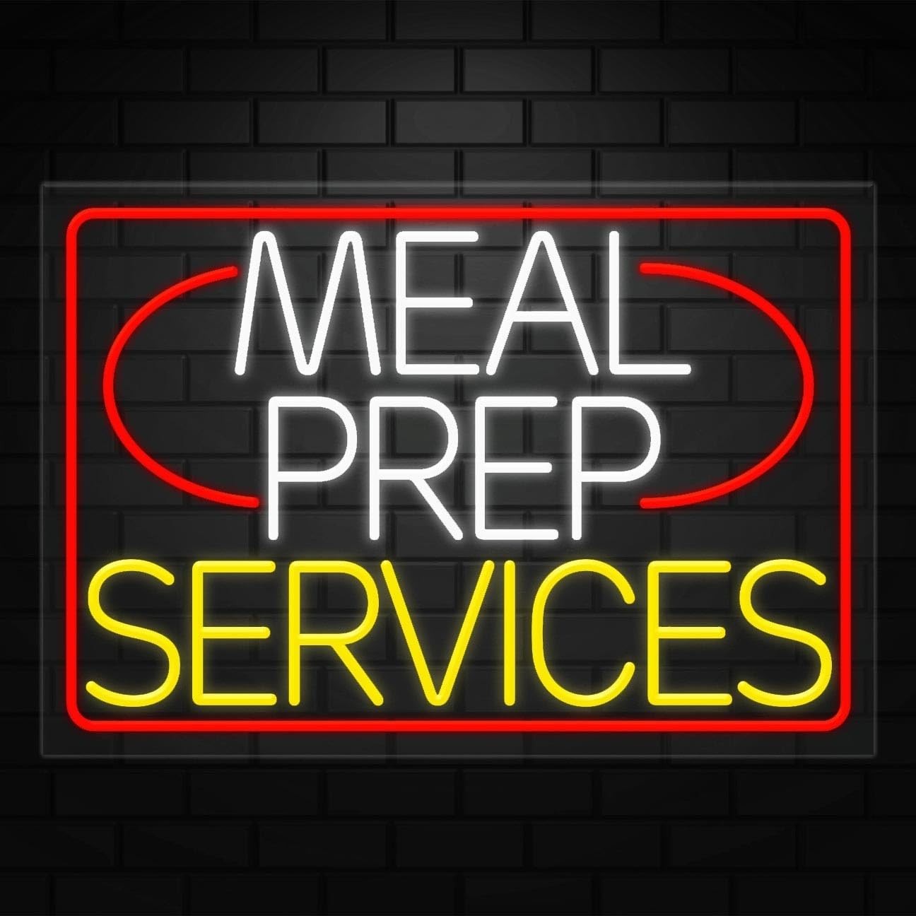 Meal Prep Services Sign for Retail Displays | LED Flex Neon | 36″W x 24″H x 1″D