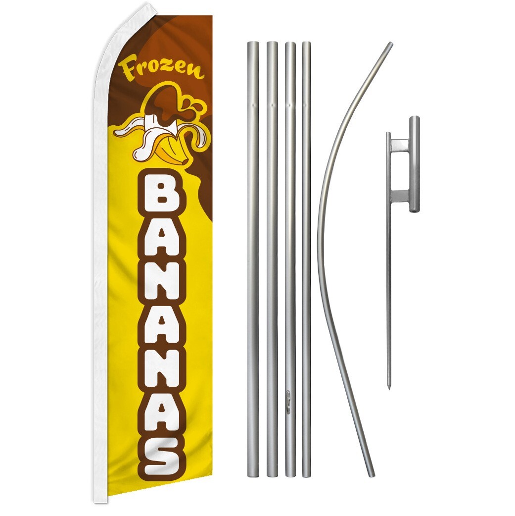 Frozen Bananas Advertising Swooper Feather Flutter Flag Pole Kit Food
