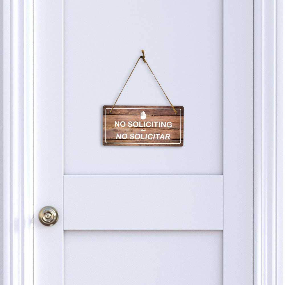 Sales & Solicitation | Rustic Oak Wood 5 x 10″ Hanging Signs