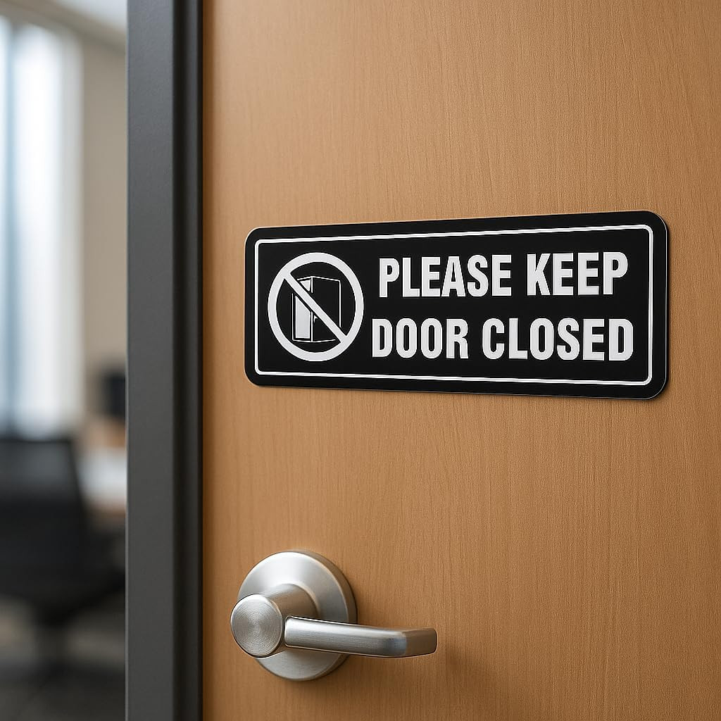 4 Pack- Please Keep Door Closed Signs Self-Adhesive, 8X3Inch Acrylic Keep Door C