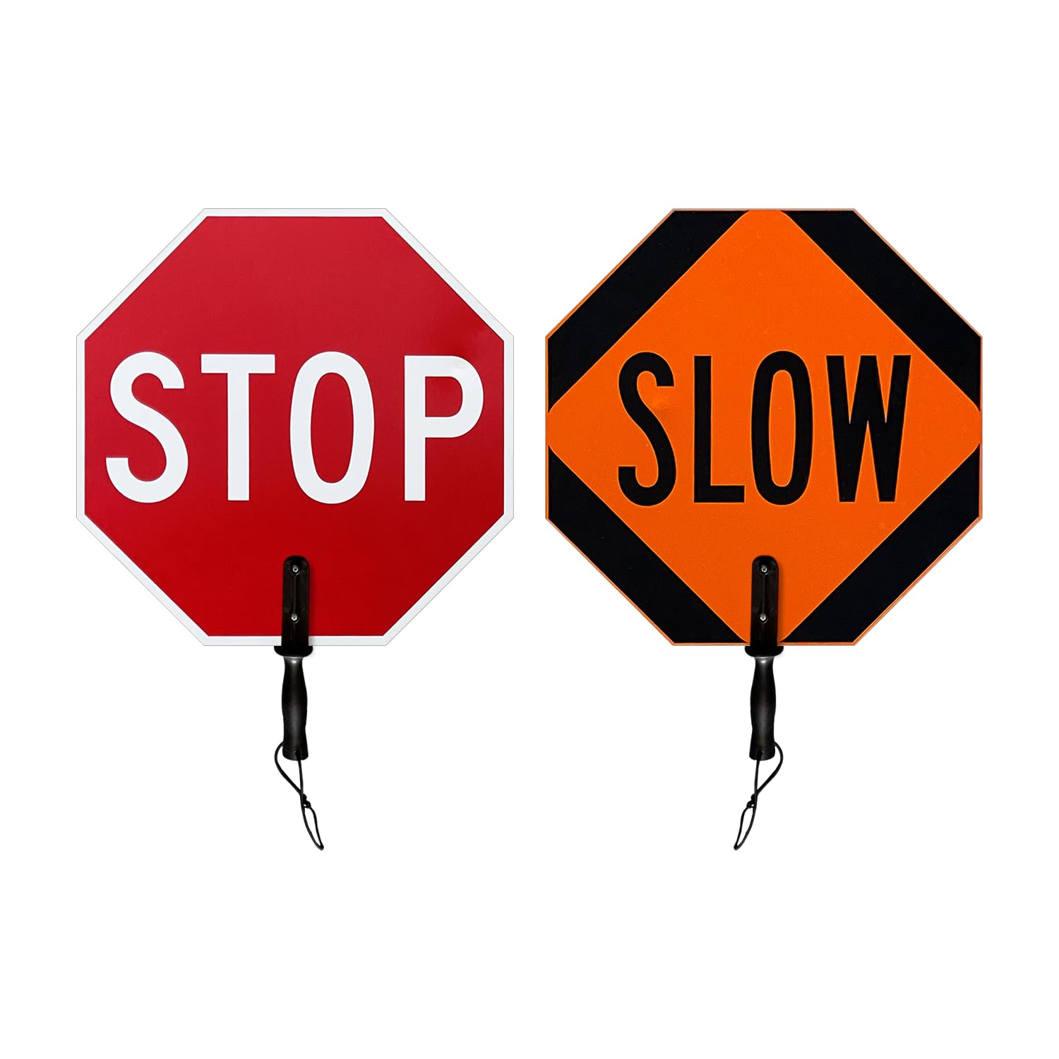 18″ Handheld STOP-SLOW Paddle Sign, Double-Sided, Durable Aluminum, USA Made
