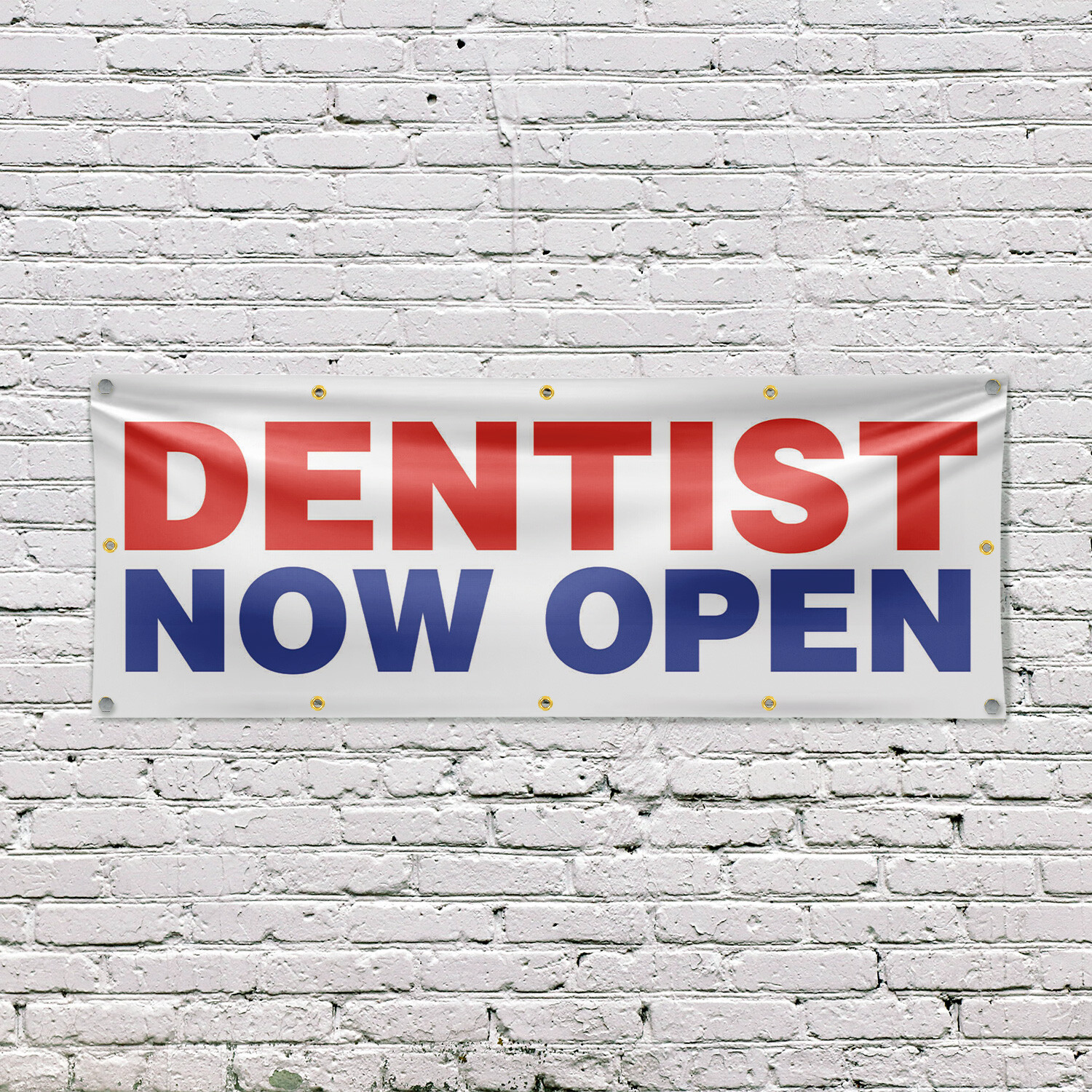 Dentist Now Open Vinyl Banner Sign with Metal Grommets Heavy-Duty Single-Sided