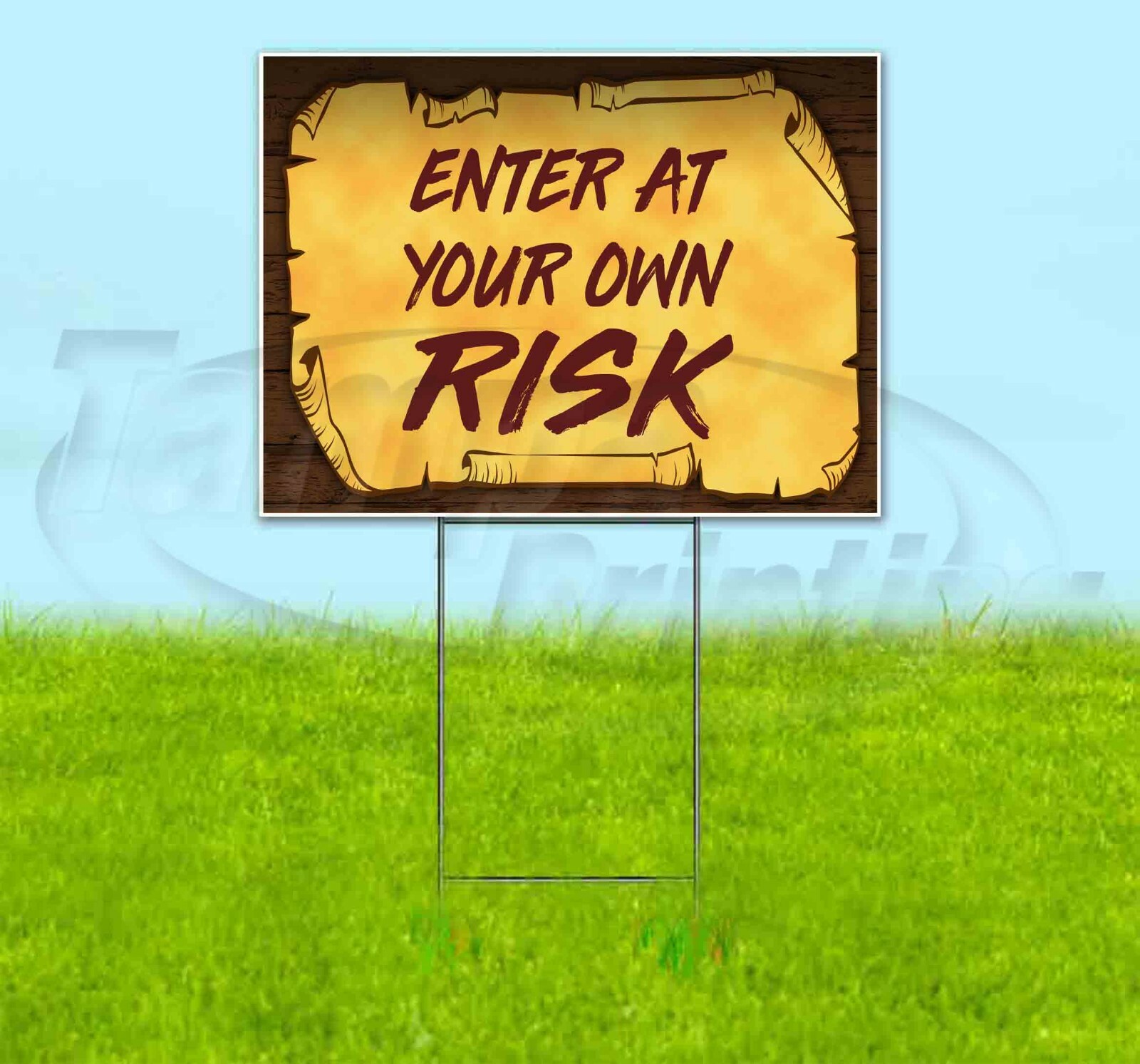 ENTER AT YOUR OWN RISK 18×24 Yard Sign Corrugated Plastic Bandit Lawn USA PIRATE