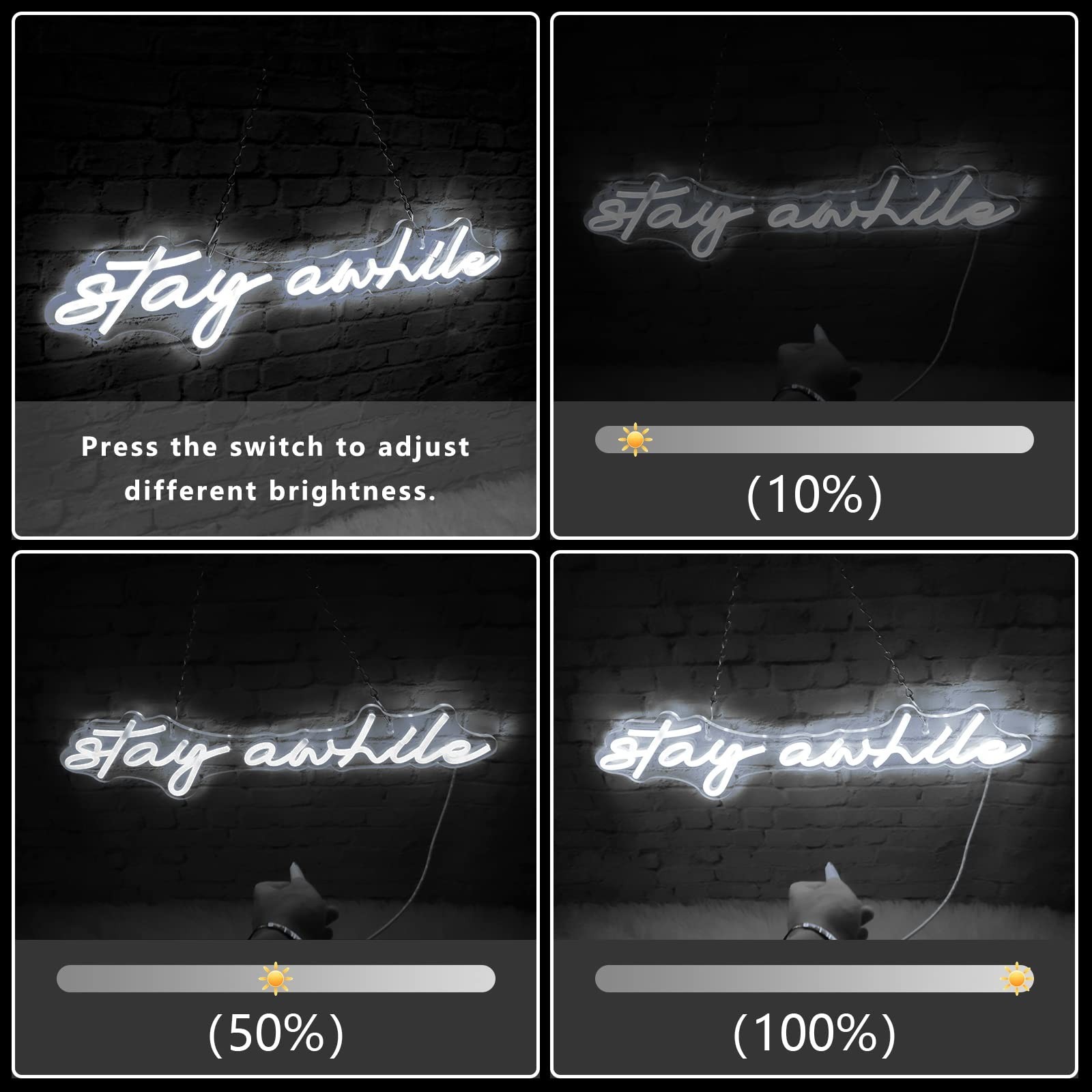 Stay Awhile Neon Signs – IMEGINA Dimmable LED Neon Sign for Wall Decor 19.7×5…