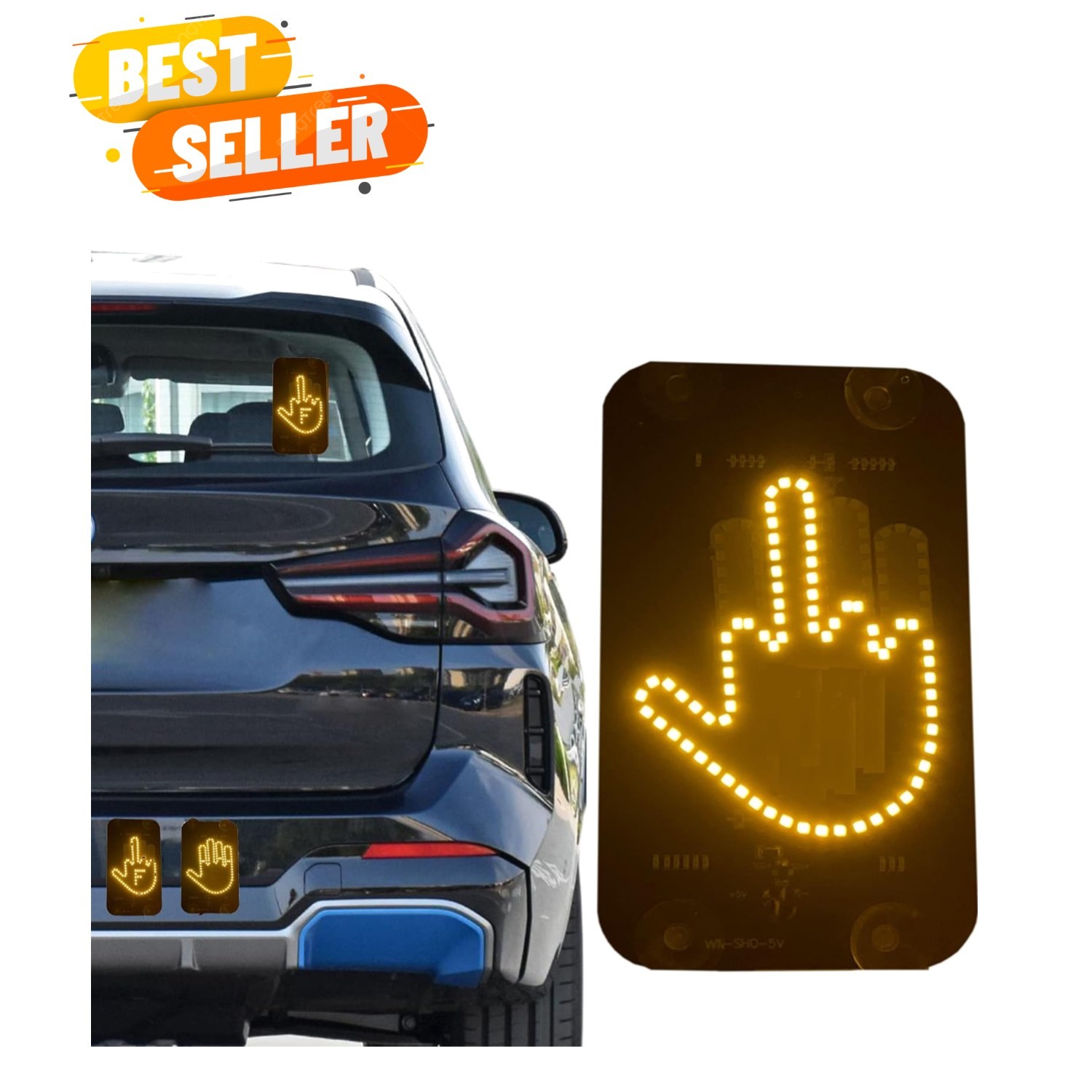 Funny LED Middle Finger Sign – Waterproof Lighting for Car Interiors & Exteriors