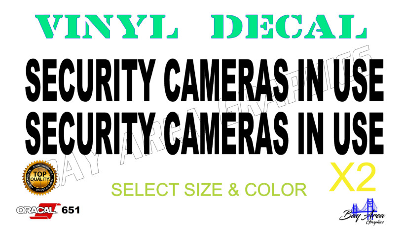 Security Cameras In Use Decals 2X Outdoor Waterproof Window EXTERIOR vinyl
