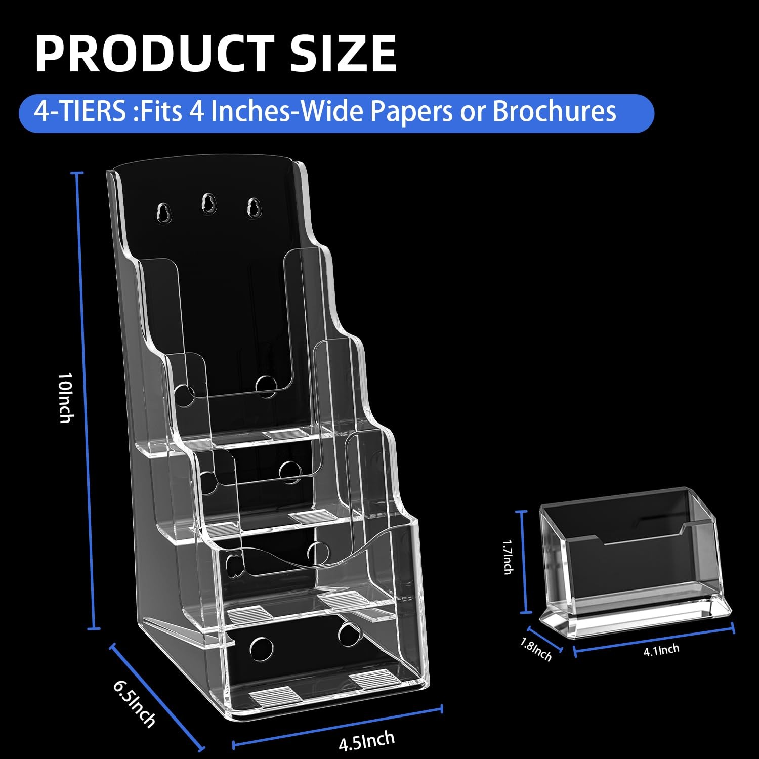 Nellvita 4 Pcs Acrylic Brochure Holder, 4 x9 Inches 4 Pcs- 4″×9″, Transparent