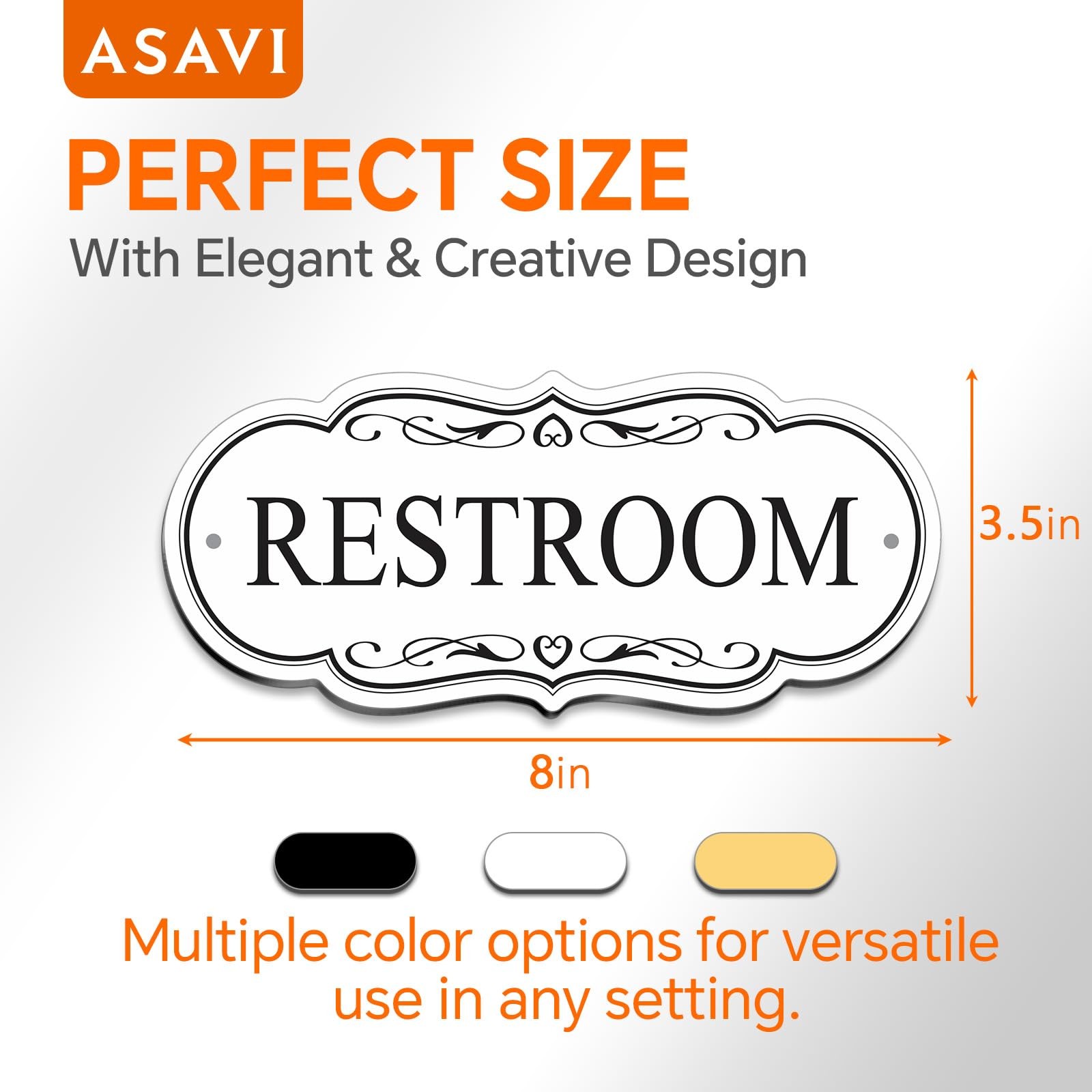 RESTROOM Sign – 8×3.5 Inch Waterproof Acrylic, Self-Adhesive Backing & Mounti…
