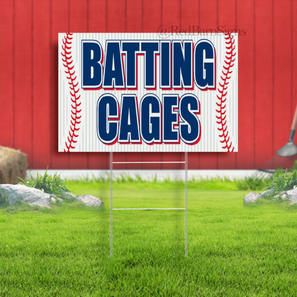 BATTING CAGES Baseball softball Business Advertising Yard Sign