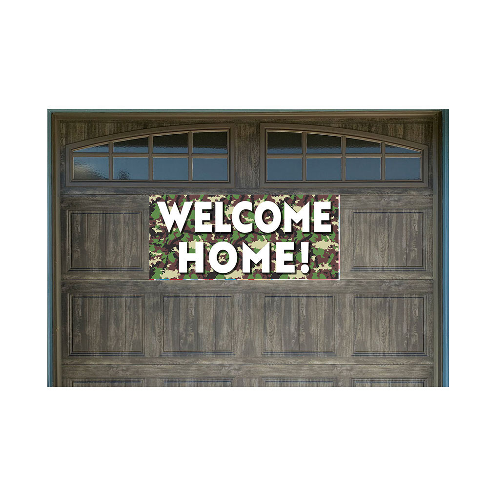 Welcome Home! Camouflage 21″ x 47″ Magnetic Garage Banner For Steel Garage Doors