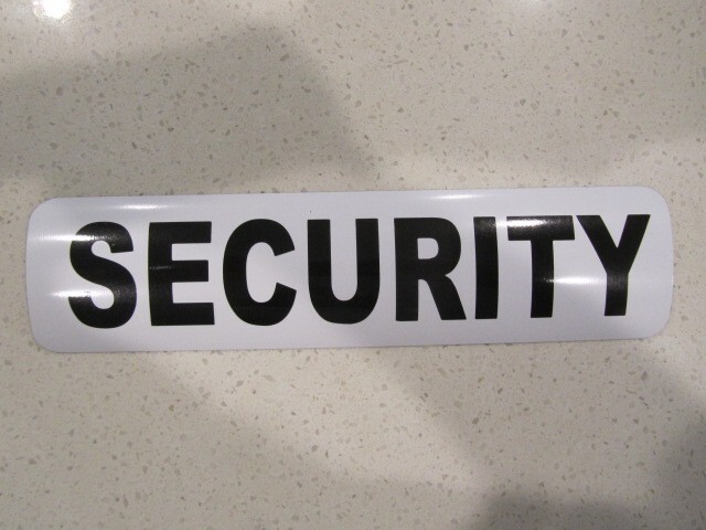 SECURITY White & Black Vehicle Magnetic Sign 3″x12″ for Car Truck Van SUV