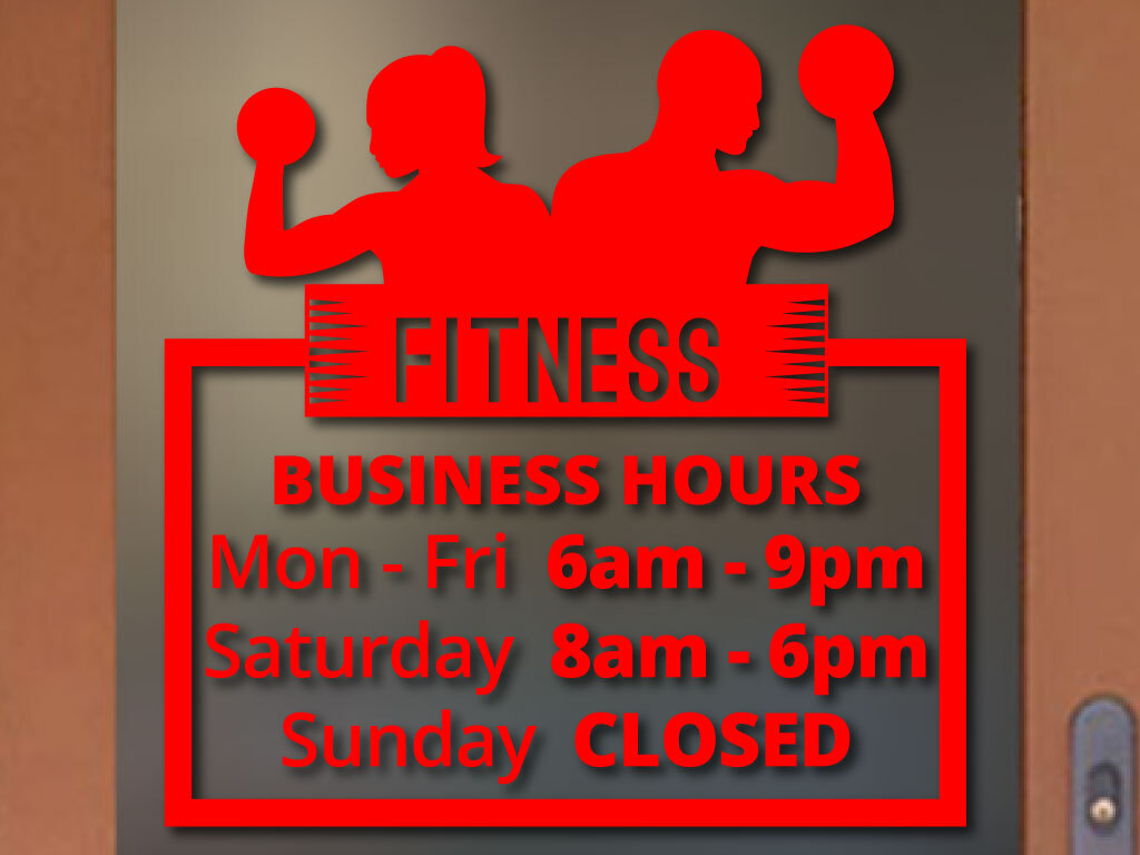 FITNESS GYM ORIGINAL BUSINESS HOURS COLORS and Sizes PERSONALIZED Sign