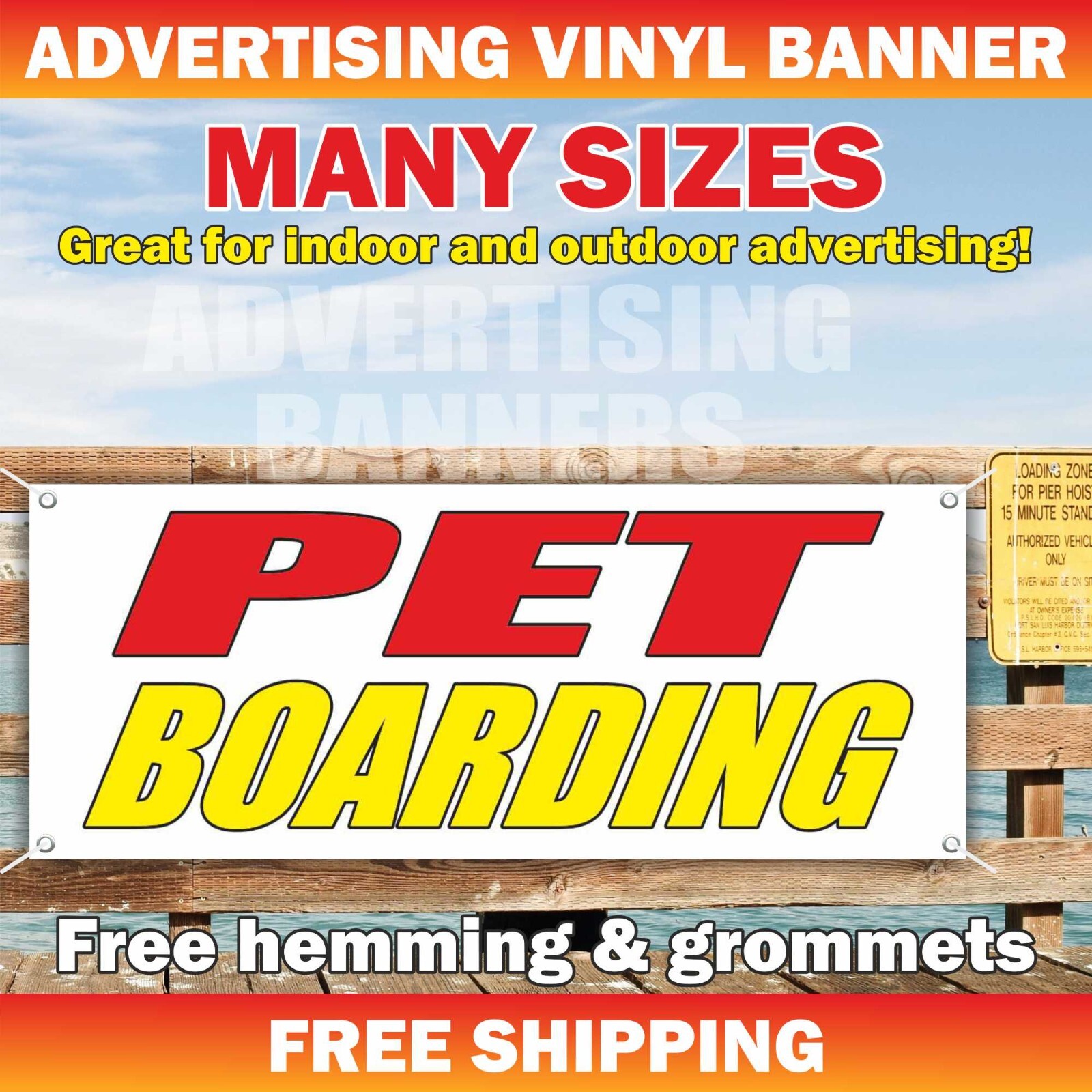 PET BOARDING Advertising Banner Vinyl Mesh Sign dog vets cut animal cat shop