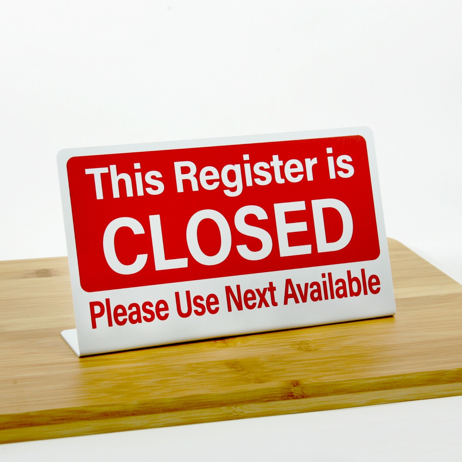 24pk Register Closed Signs, Plastic L style, White w/ Red, Free Shipping