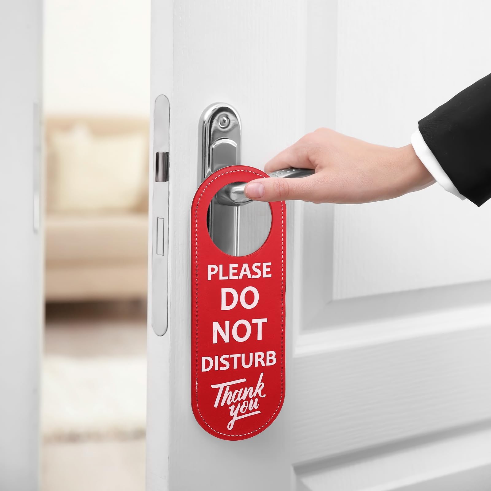 PU Leather Double Sided Please Do Not Disturb Sign, Do Not Disturb Door Hange…