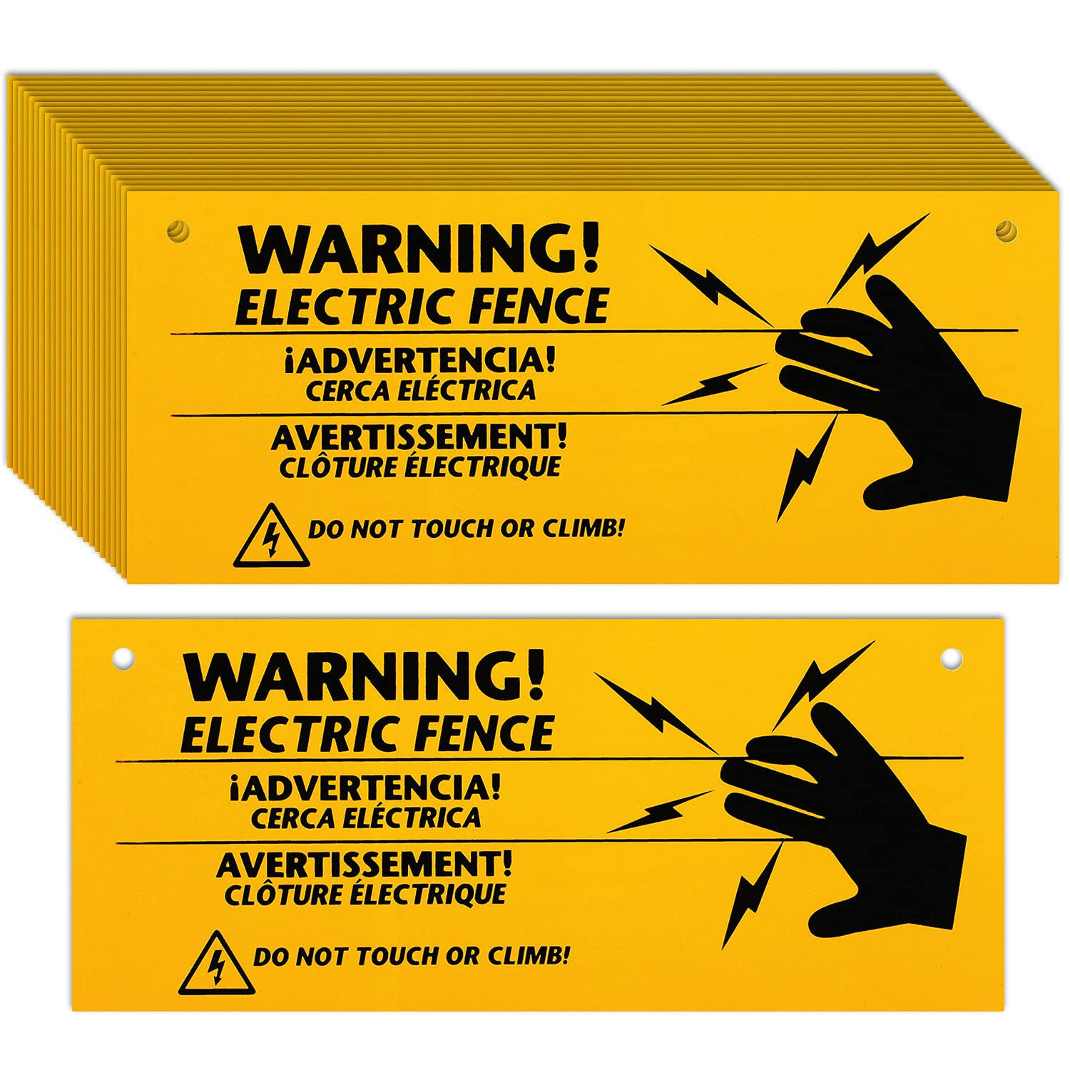 24 Pieces Electric Fence Warning Signs 10 x 4 Inch Plastic Danger Electric Fence